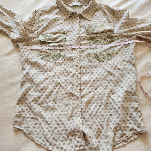 Orvis silk Paisley print mixed pattern button down Womens size Small - Picture 6 of 9